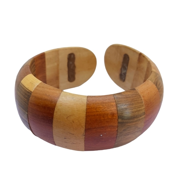Handmade Wood Womens Bangle, Bracelet, Jewelry, Boho, Chunky - Picture 1 of 2